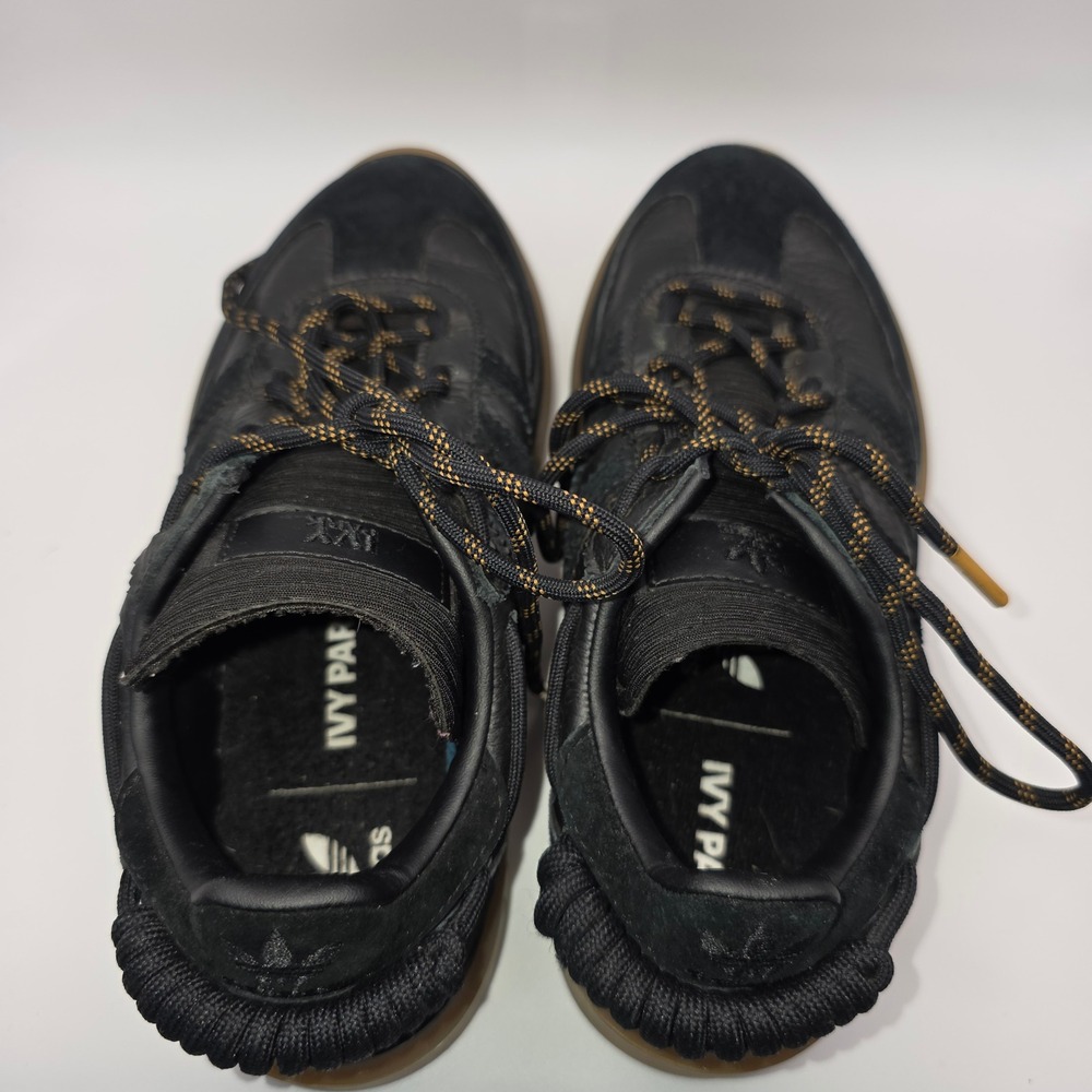 All-Black Leather & Suede Platform Sneakers with Gum Sole - Picture 3 of 11